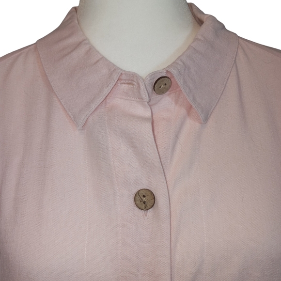 Simply Noelle lagenlook linen blend button tunic top soft pink size L / XL - Picture 3 of 14